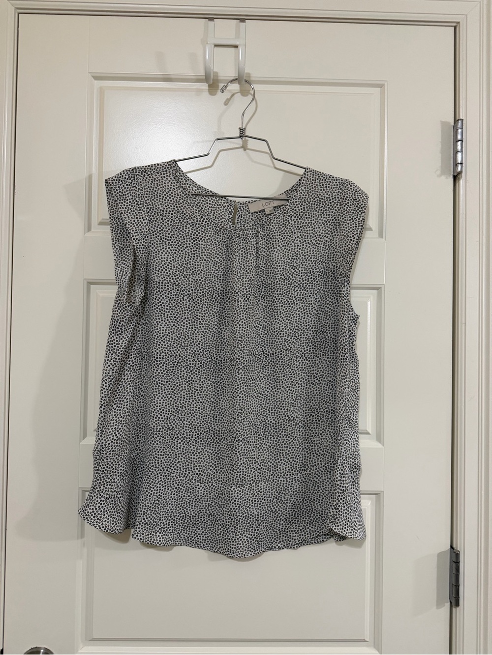 LOFT Black and White Dot Print Sleeveless Top